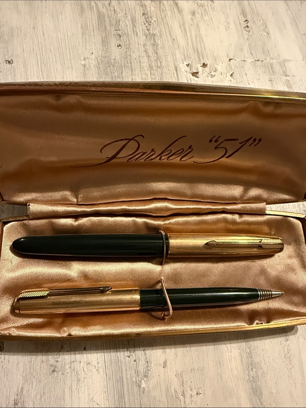 Vintage Parker “51” Pen & Pencil Set - green + gold